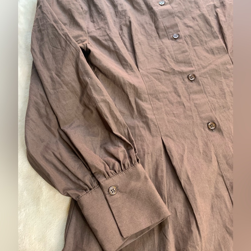 ASOS Design round neck Chocolate Button-Up  waisted Cotton Mini Dress size 2 Nwt - Picture 5 of 9